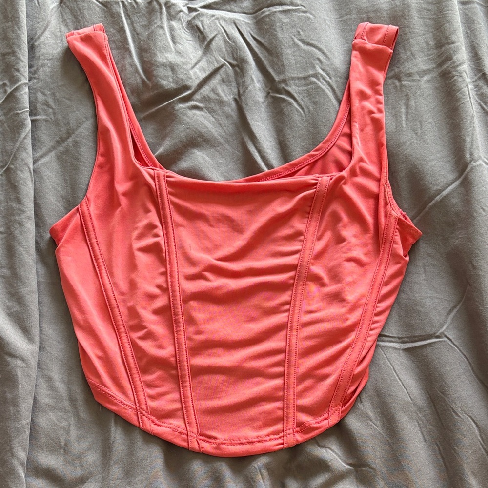Coral Sleeveless Crop Top